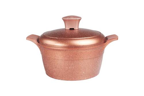 Onyx Kendinden Kulplu Döküm Kapaklı Rose Gold Döküm Tencere